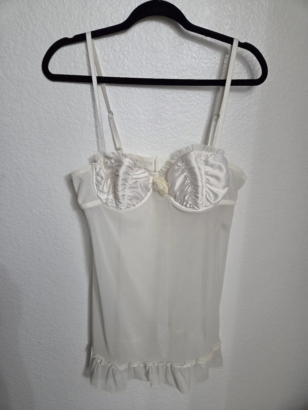 Flora Nikrooz Ivory Babydoll Chemise Size Xlarge Satin And Mesh